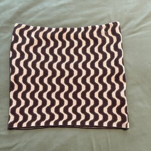 Sisterhood Wavy Pattern Knit Tube Top - Brown & Cream